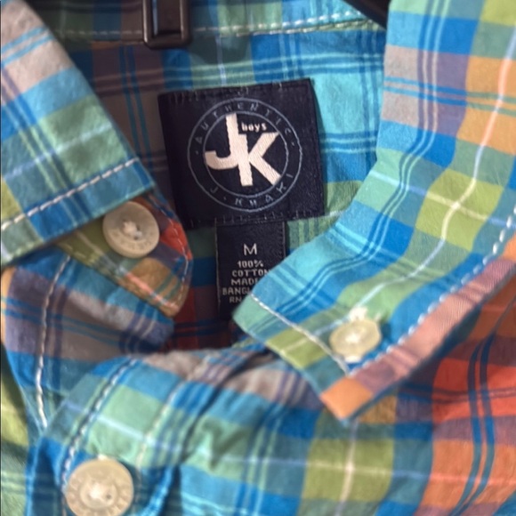 JK Designs Blue and Green Button Down Shirt - Picture 3 of 4